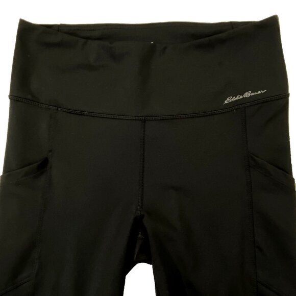 Eddie Bauer Womens Trail Tight Leggings Athletic Pants size Medium Pockets Black - Picture 3 of 11